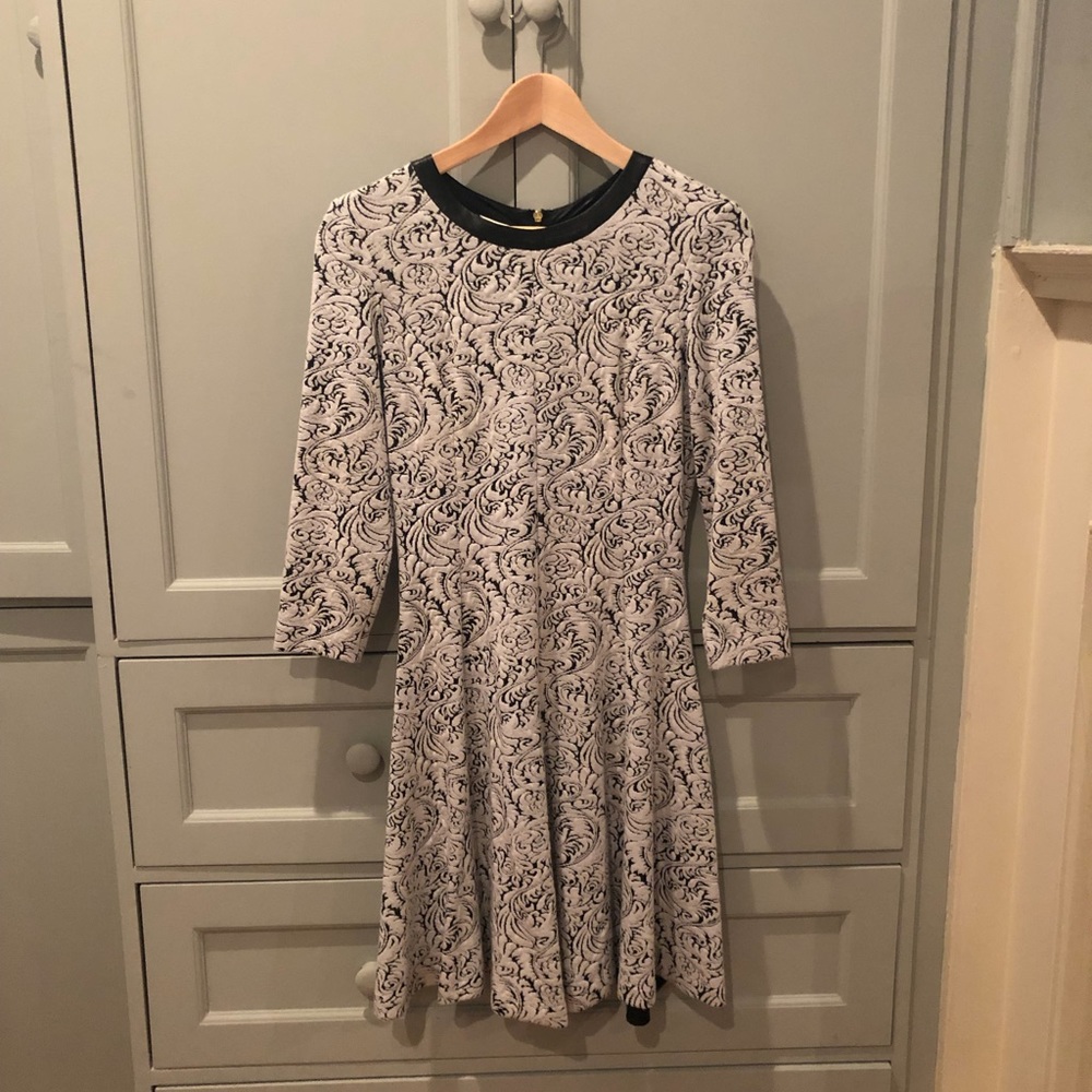 Ali Ro dress, faux leather neck. Back zip.